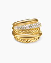 DY Mercer® Multi Row Ring in 18K Yellow Gold with Diamonds, 21mm